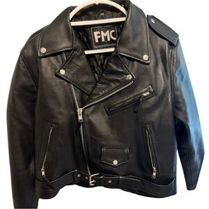 Black cropped genuine Leather Biker Jacket for women